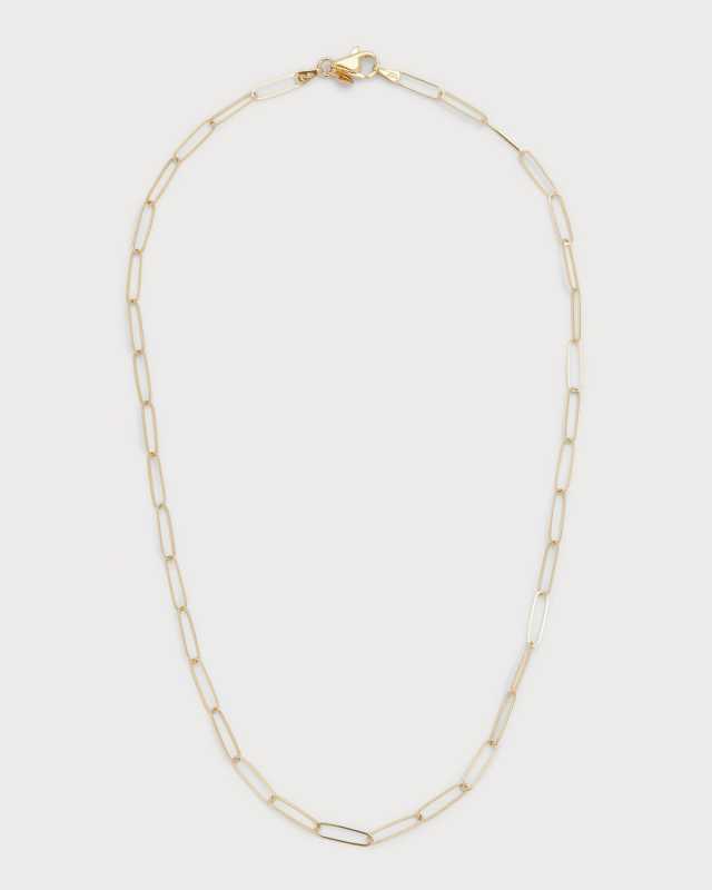 14k Gold Paper Clip Chain Necklace