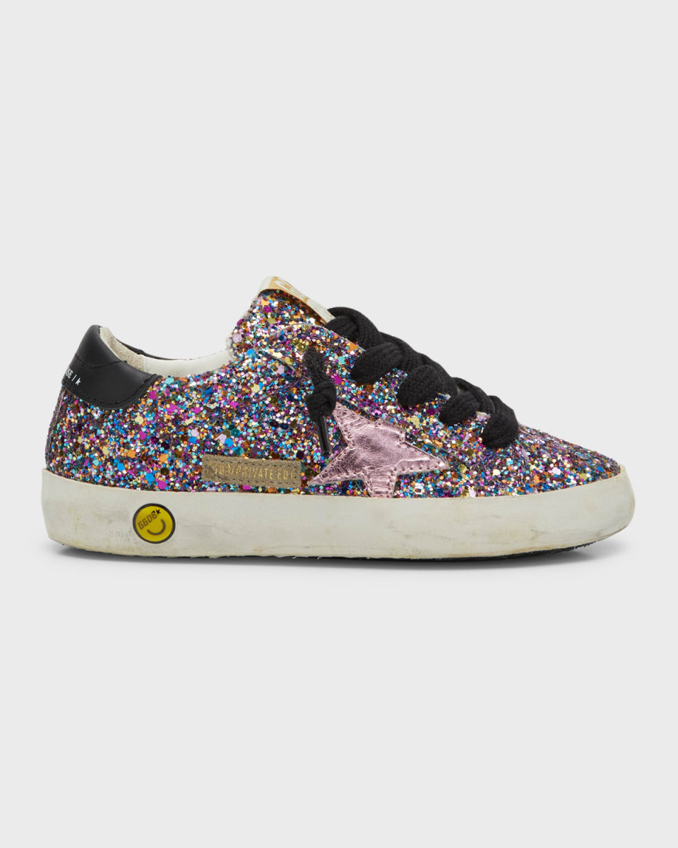 Girl's Superstar Multi Glitter Low-Top Sneakers, Toddlers/Kids