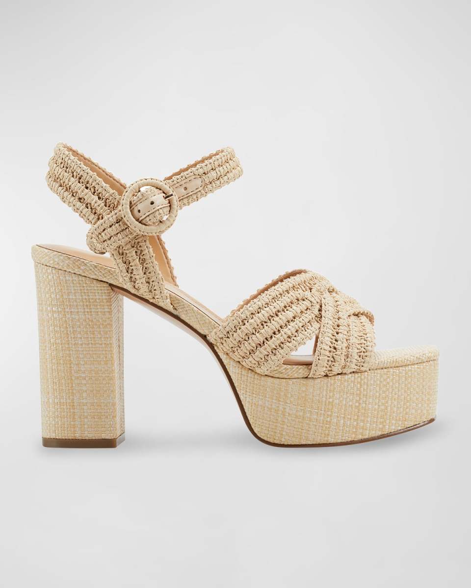 Chesse Woven Crisscross Ankle-Strap Platform Sandals