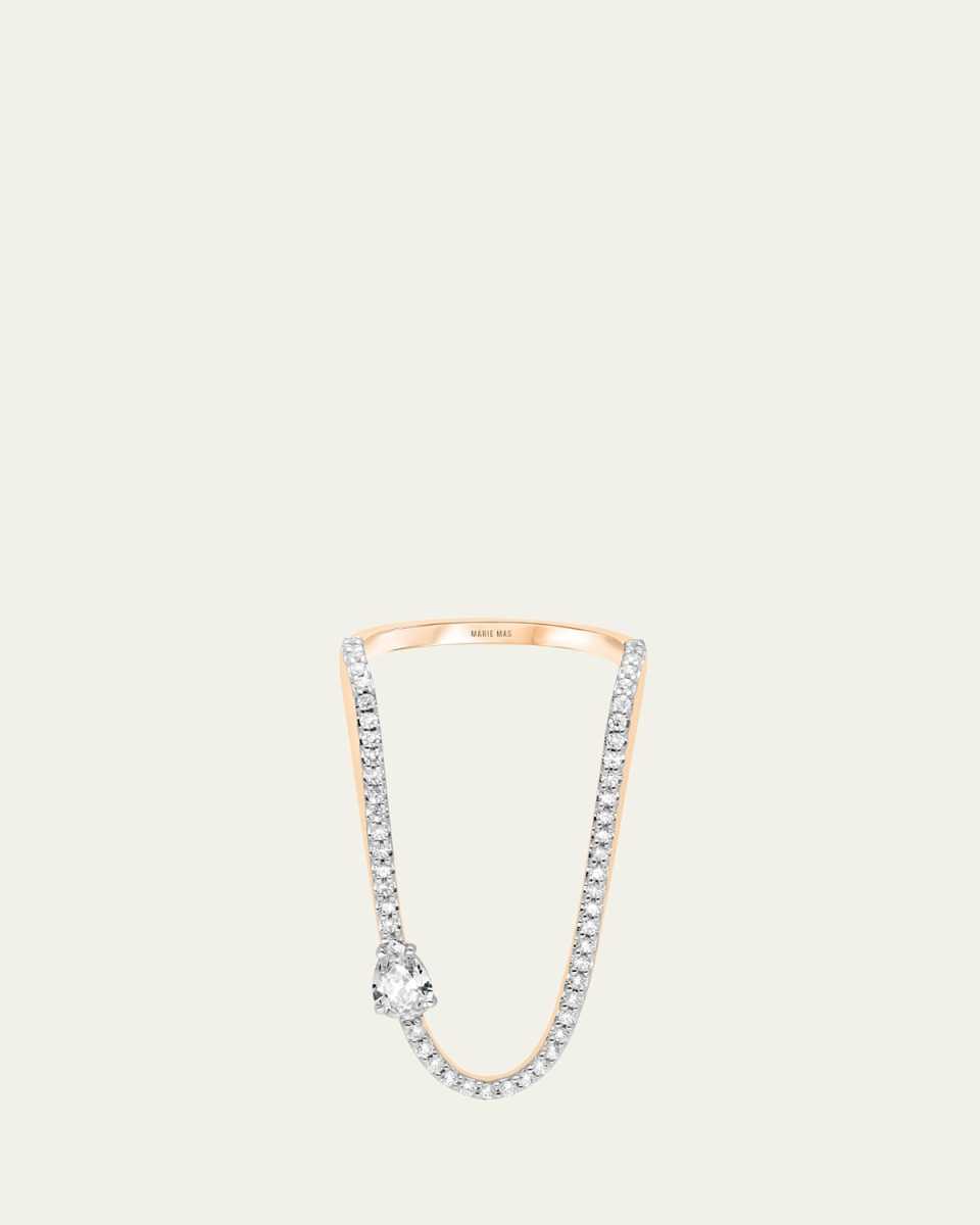 18K Rose Gold Half Pave and Floating Diamond Pear Aurora Ring