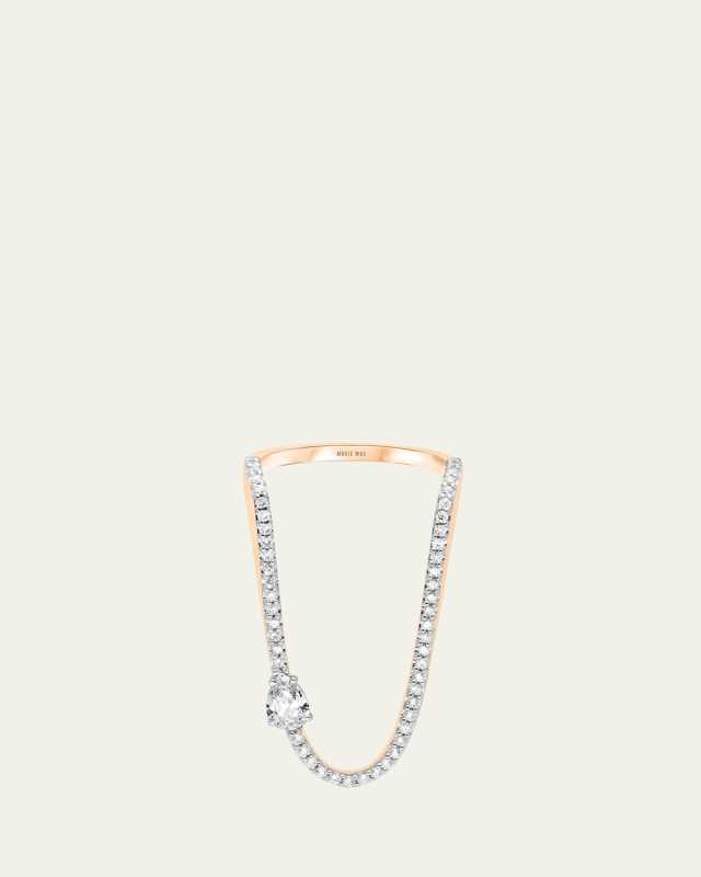 18K Rose Gold Half Pave and Floating Diamond Pear Aurora Ring