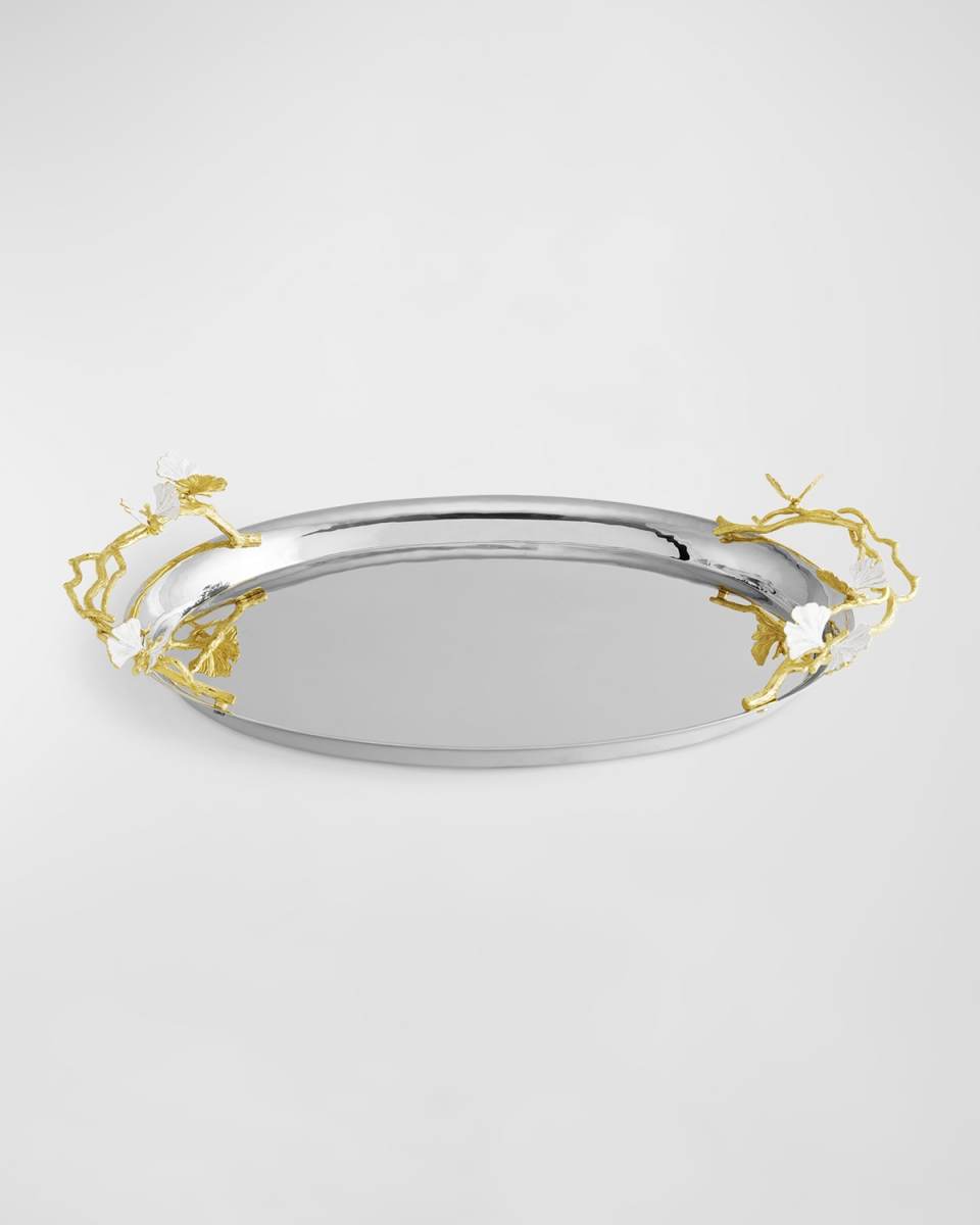 Butterfly Ginkgo White & Gold Large Tray