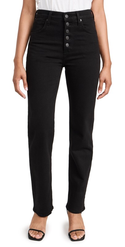 Citizens of Humanity Daphne High Rise Stovepipe Exposed Fly Jeans Jet Black