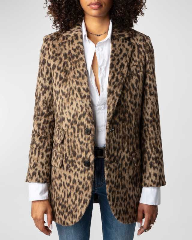 Violet Soft Wild Leopard-Print Blazer