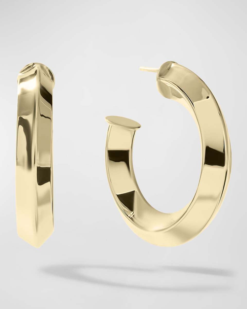 14k Gold Knife-Edge Hollow Hoop Earrings