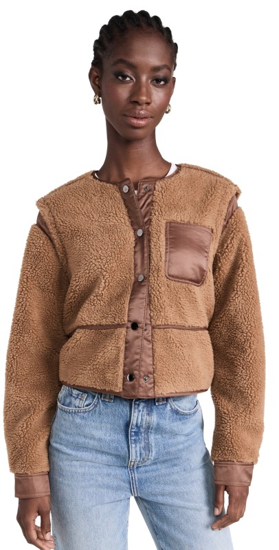Veronica Beard Jean Surrey Sherpa Jacket Teddy Brown