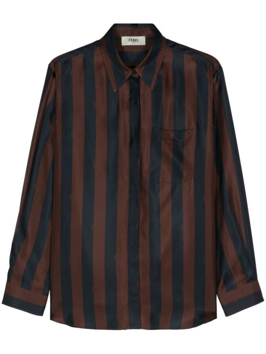 Pequin-stripe silk shirt