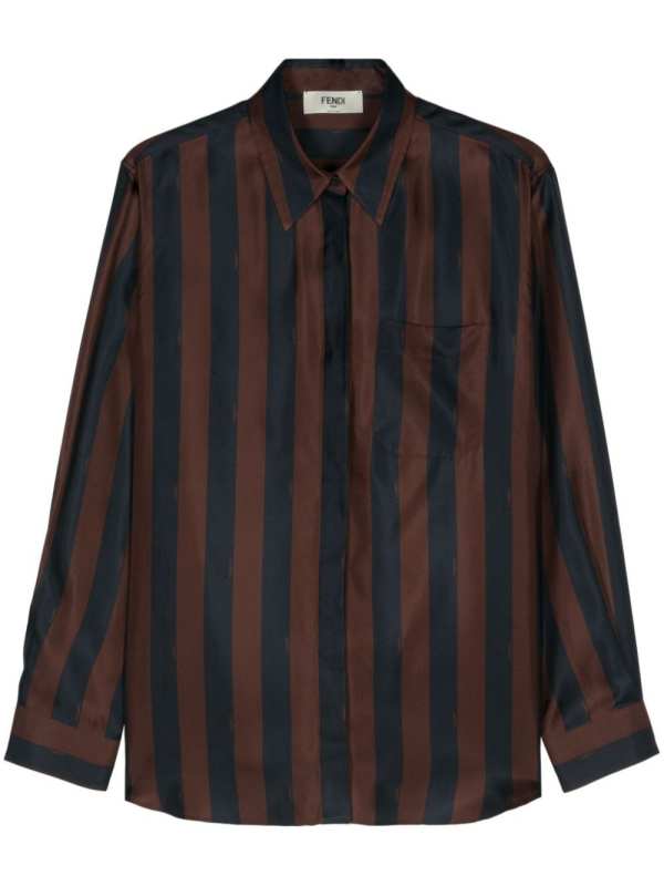 Pequin-stripe silk shirt