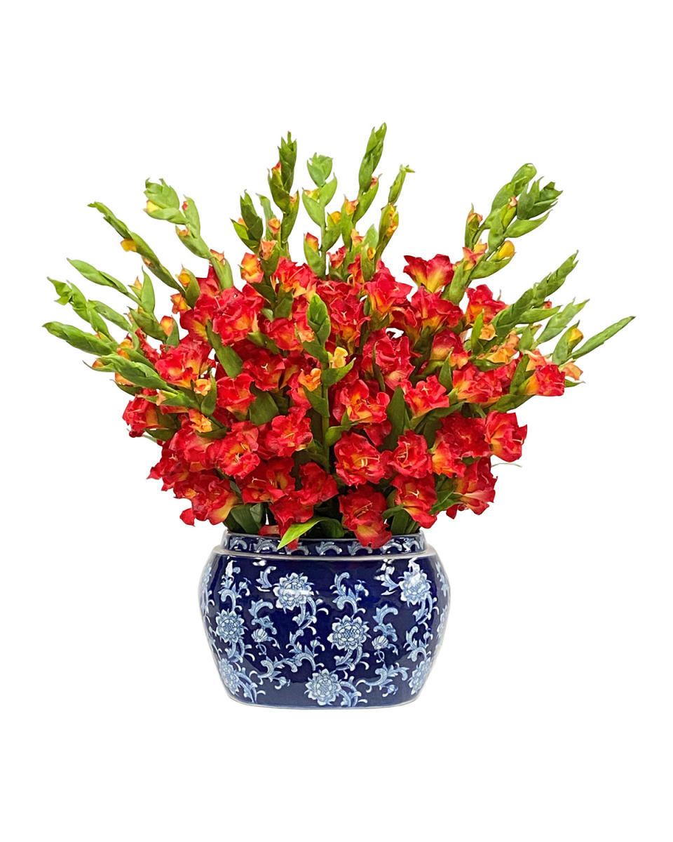 Gladioulus Faux-Floral Arrangement in Oval Planter