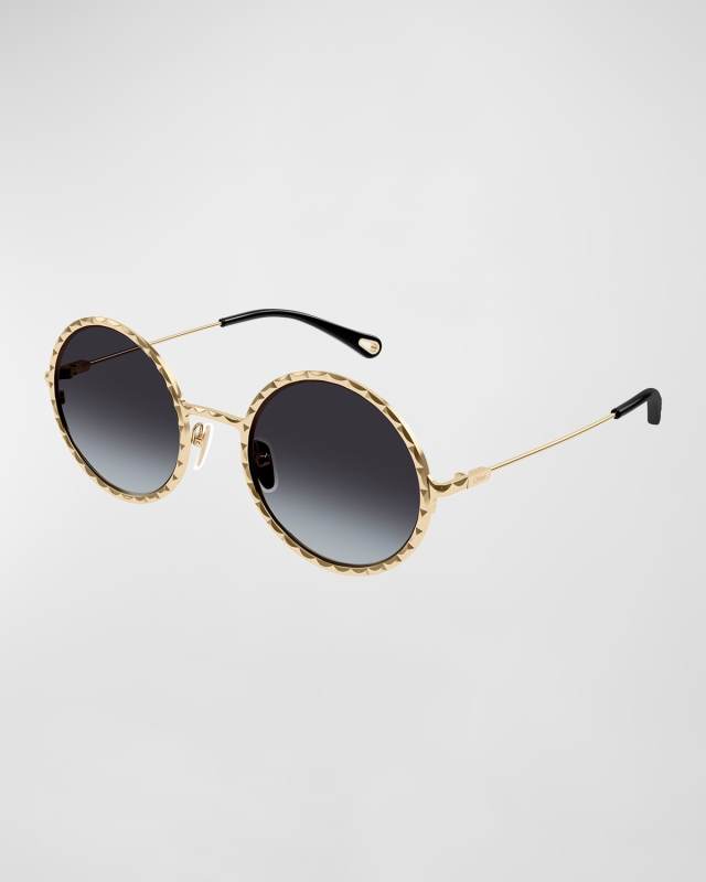 Textured Metal Round Sunglasses
