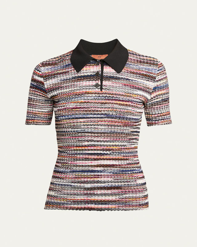 Chevron Wool Polo Top