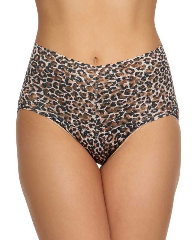 Retro Leopard-Print Lace Briefs