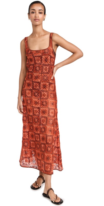 Johanna Ortiz Birdsong Ankle Dress Terracota/Red