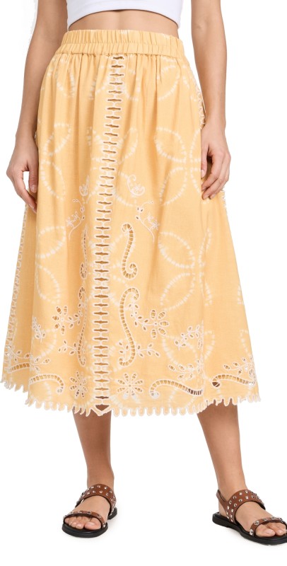 Sea Liat Embroidery Skirt Yellow