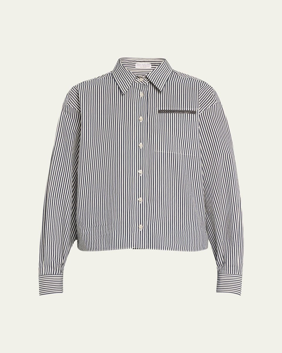 Striped Cotton Shirt With Monili Pocket