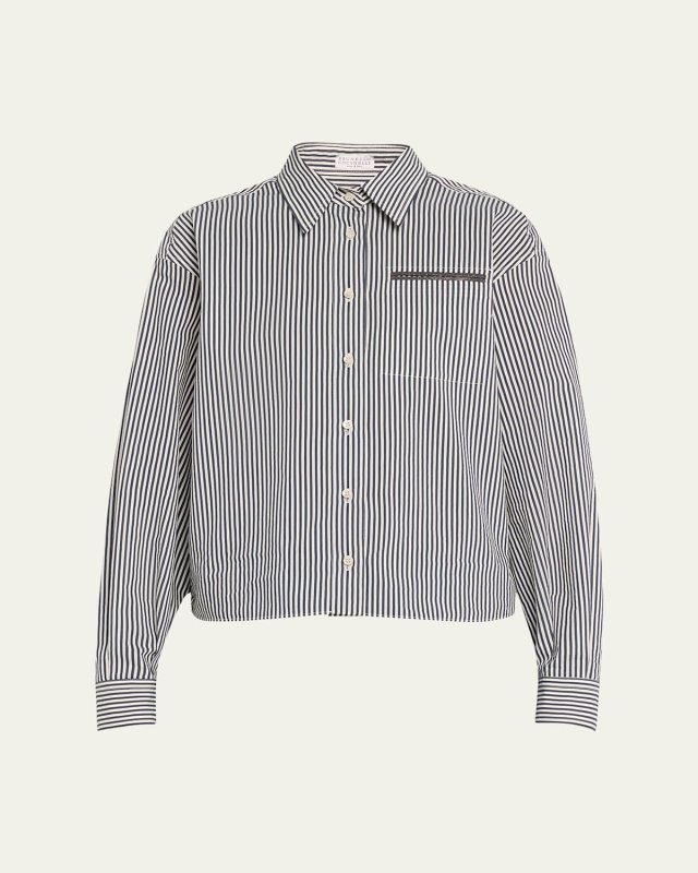 Striped Cotton Shirt With Monili Pocket