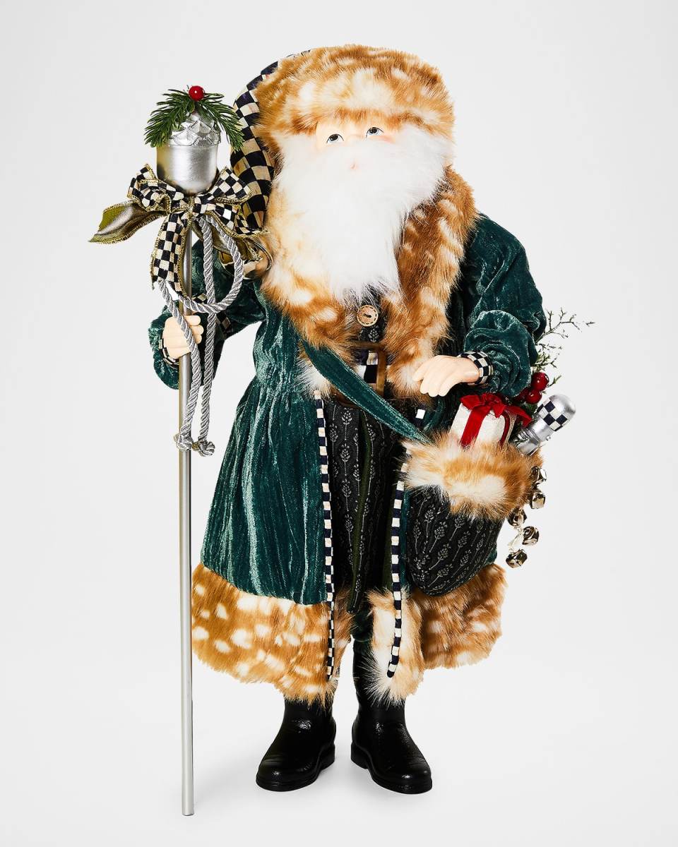 Farmhouse Holiday Santa with Staff, 20.5"
