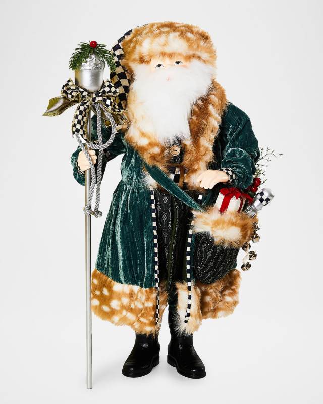 Farmhouse Holiday Santa with Staff, 20.5"
