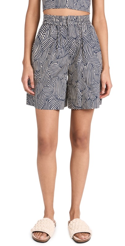 STAUD Genny Shorts Navy Mosaic