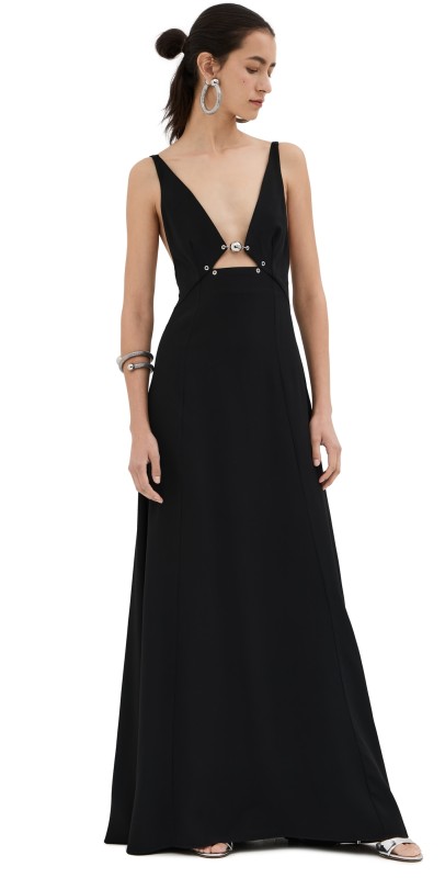 rabanne Long Black Dress Black