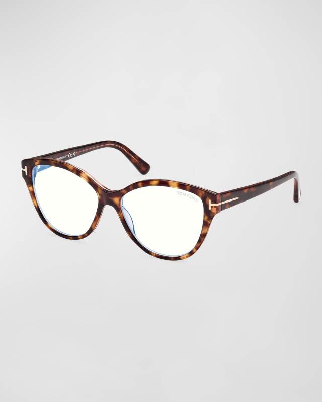 Blue Blocking Rounded Acetate Cat-Eye Glasses