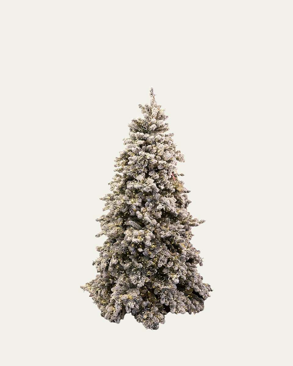 Snowy Royal Majestic Pine Pre-Lit Christmas Tree w/ Cluster Warm White LED Lights, 7.5'