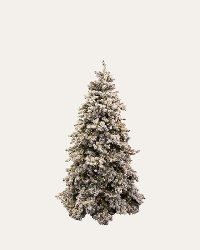Snowy Royal Majestic Pine Pre-Lit Christmas Tree w/ Cluster Warm White LED Lights, 7.5'