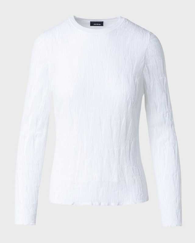 Fine Gauge Asagao Jacquard Knit Long-Sleeve Fitted Sweater