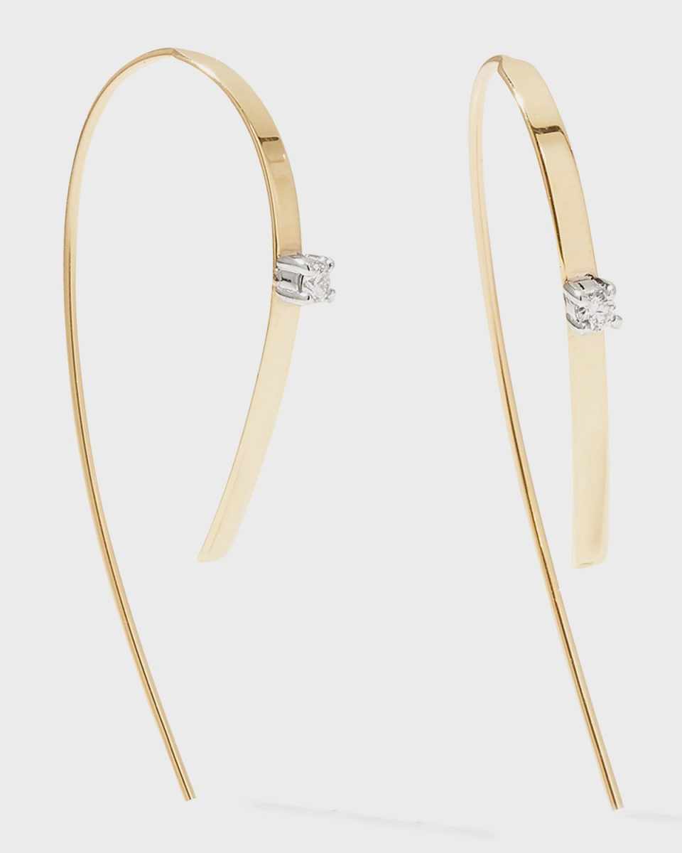 Small Flat Forward Facing Hooked On Hoop Earrings with Diamonds