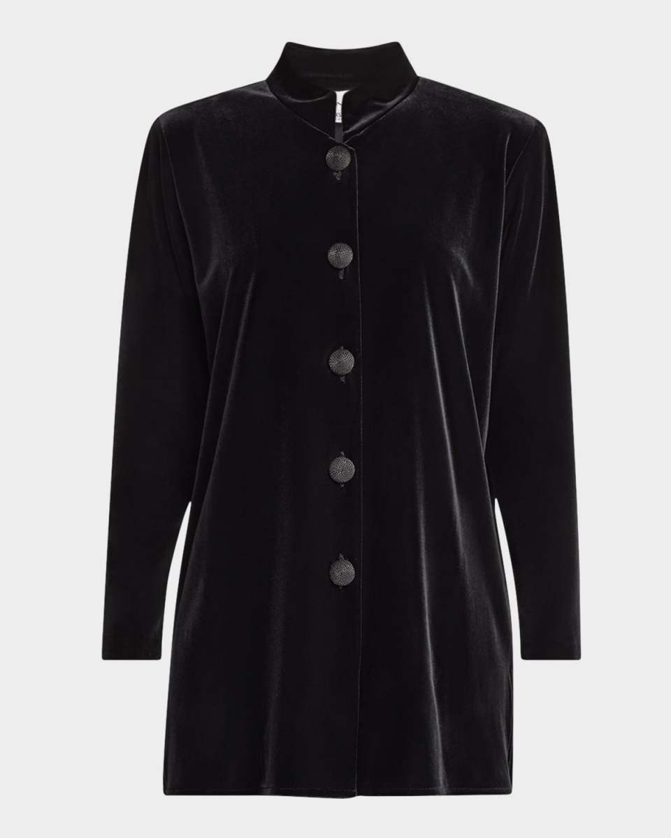 Button-Down Stretch Velvet Shirt