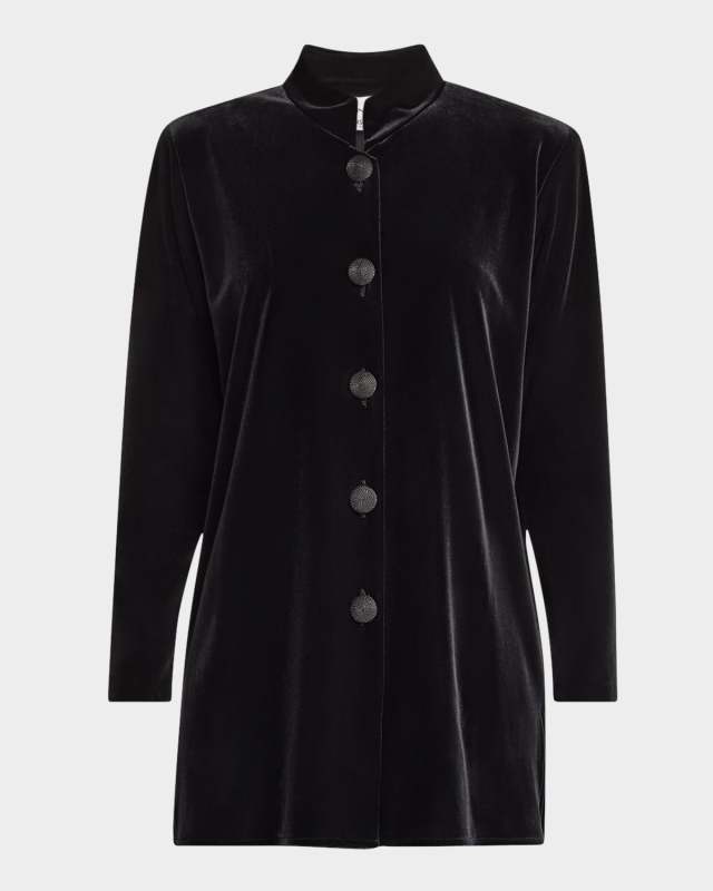 Button-Down Stretch Velvet Shirt