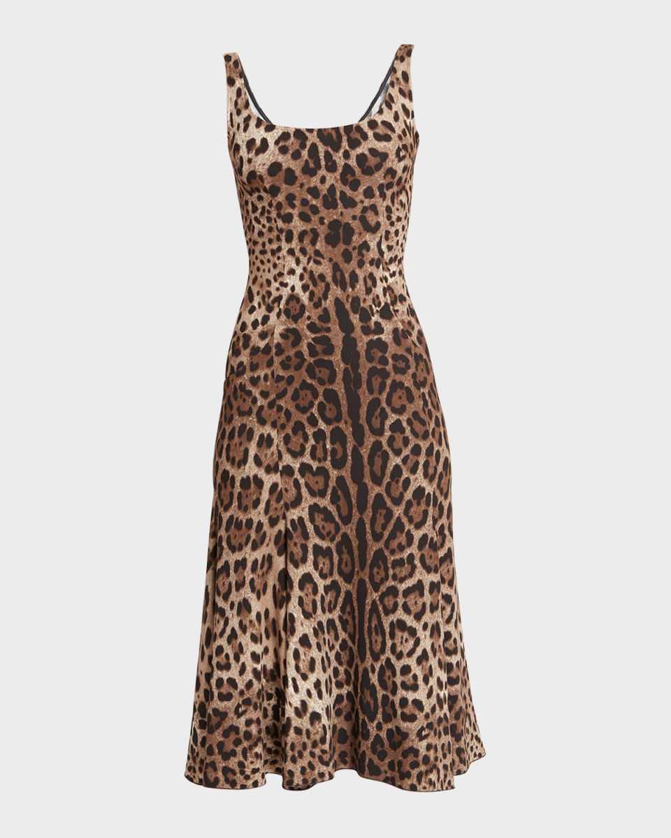 Leopard Fit-Flare Midi Dress