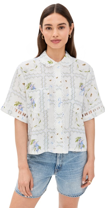 Hill House Home Annette Top Floral Patchwork/White