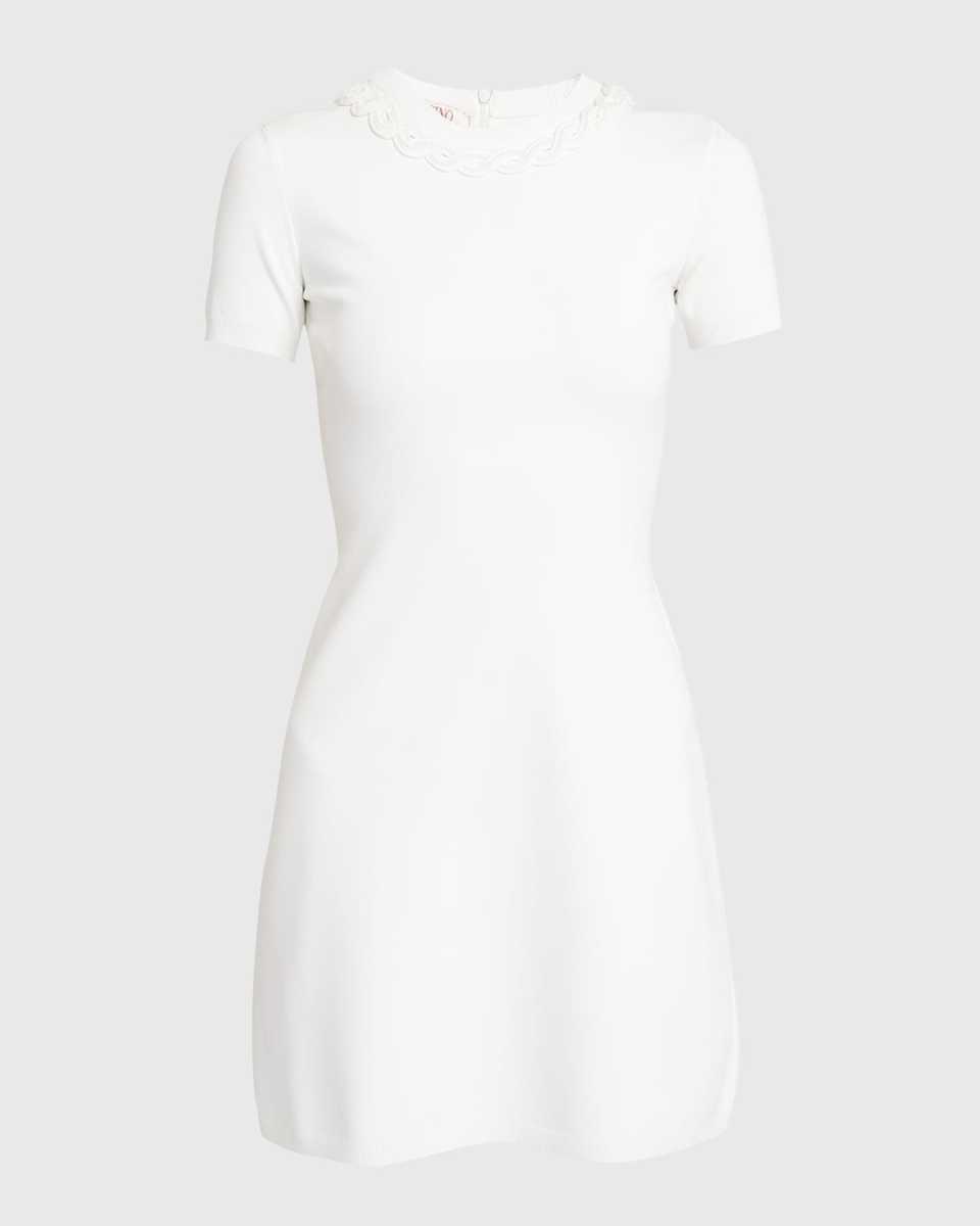 Flared Knit Mini Dress with Chain Detai