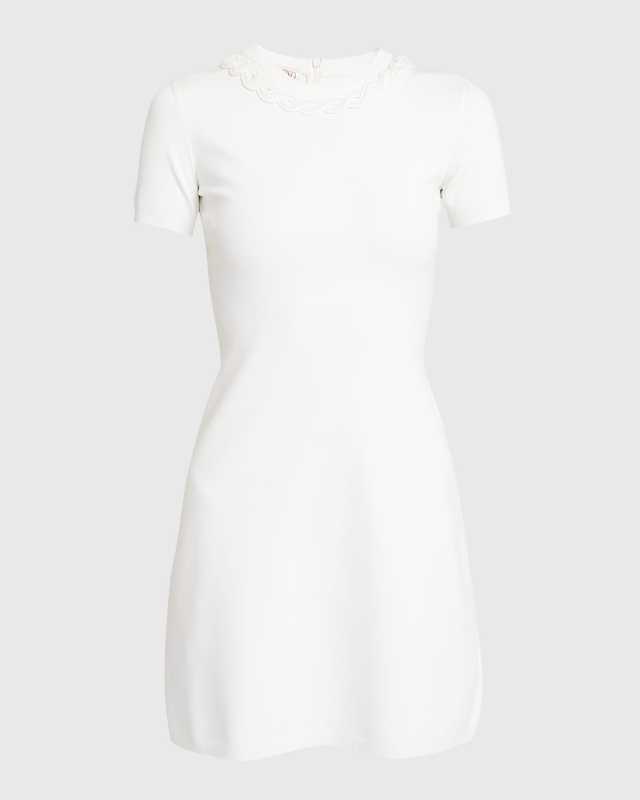 Flared Knit Mini Dress with Chain Detai
