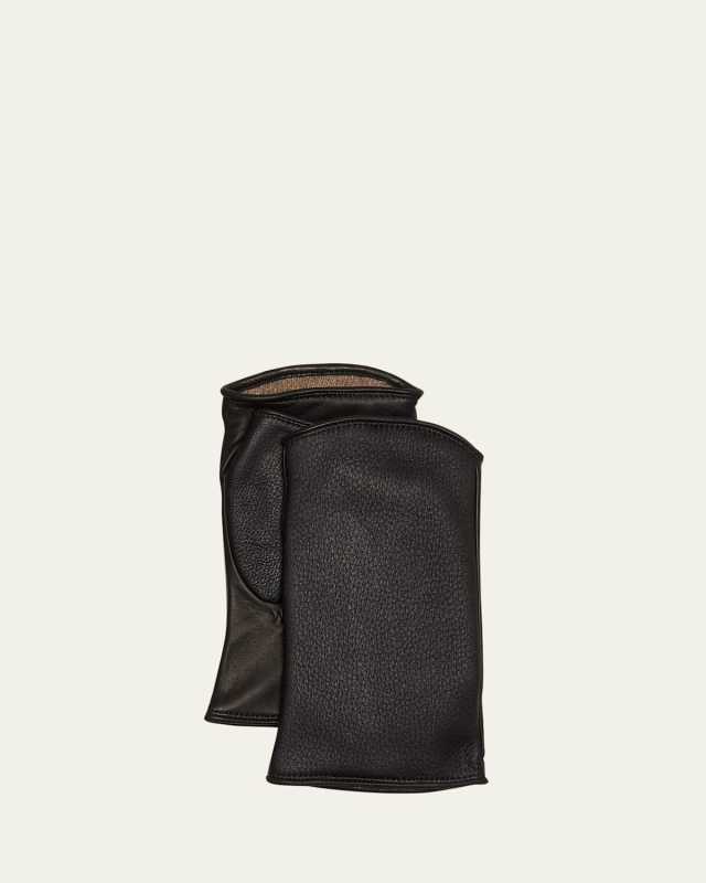 Leather & Cashmere Fingerless Gloves