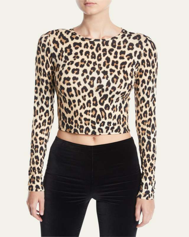 Delaina Long-Sleeve Crewneck Crop Top