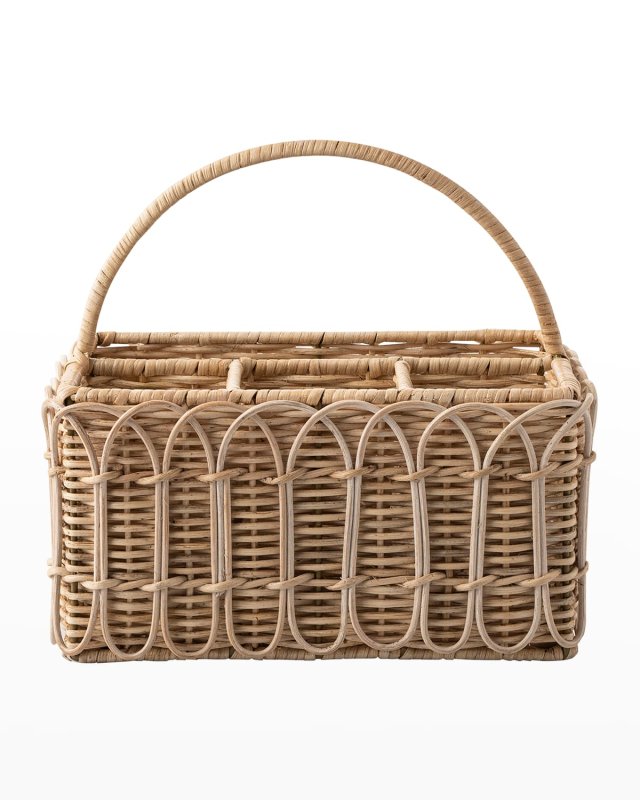 Provence Rattan Silverware Caddy - Whitewash