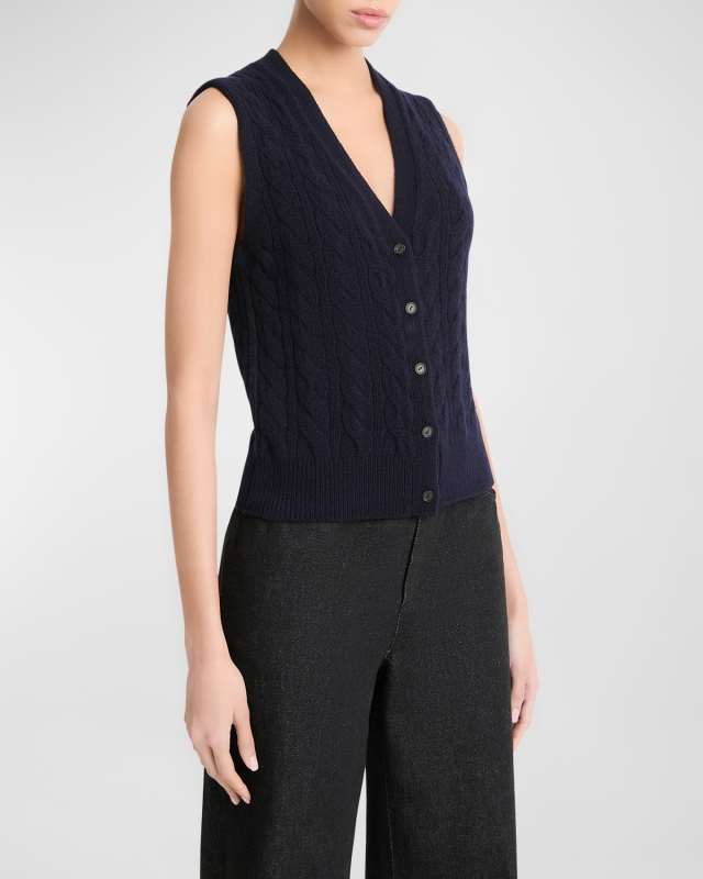 Wool and Cashmere Cable-Knit Vest