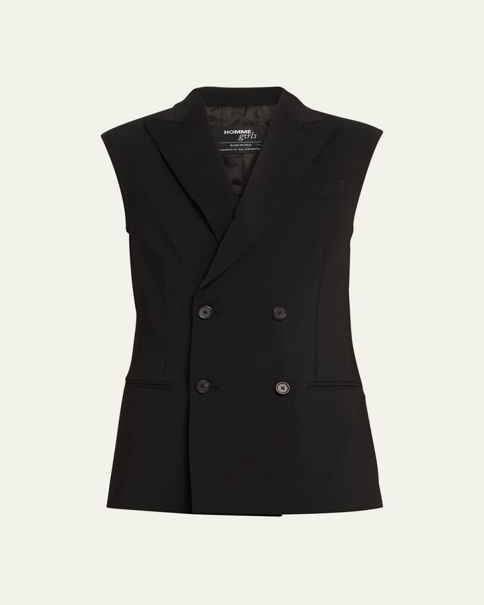 Double-Breasted Wool Blazer Vest
