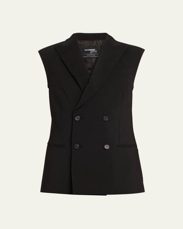 Double-Breasted Wool Blazer Vest