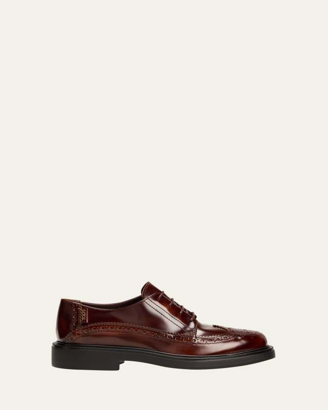 Gomma Leather Wing-Tip Oxford Loafers