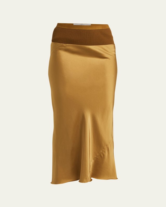 Satin Bias Midi Skirt