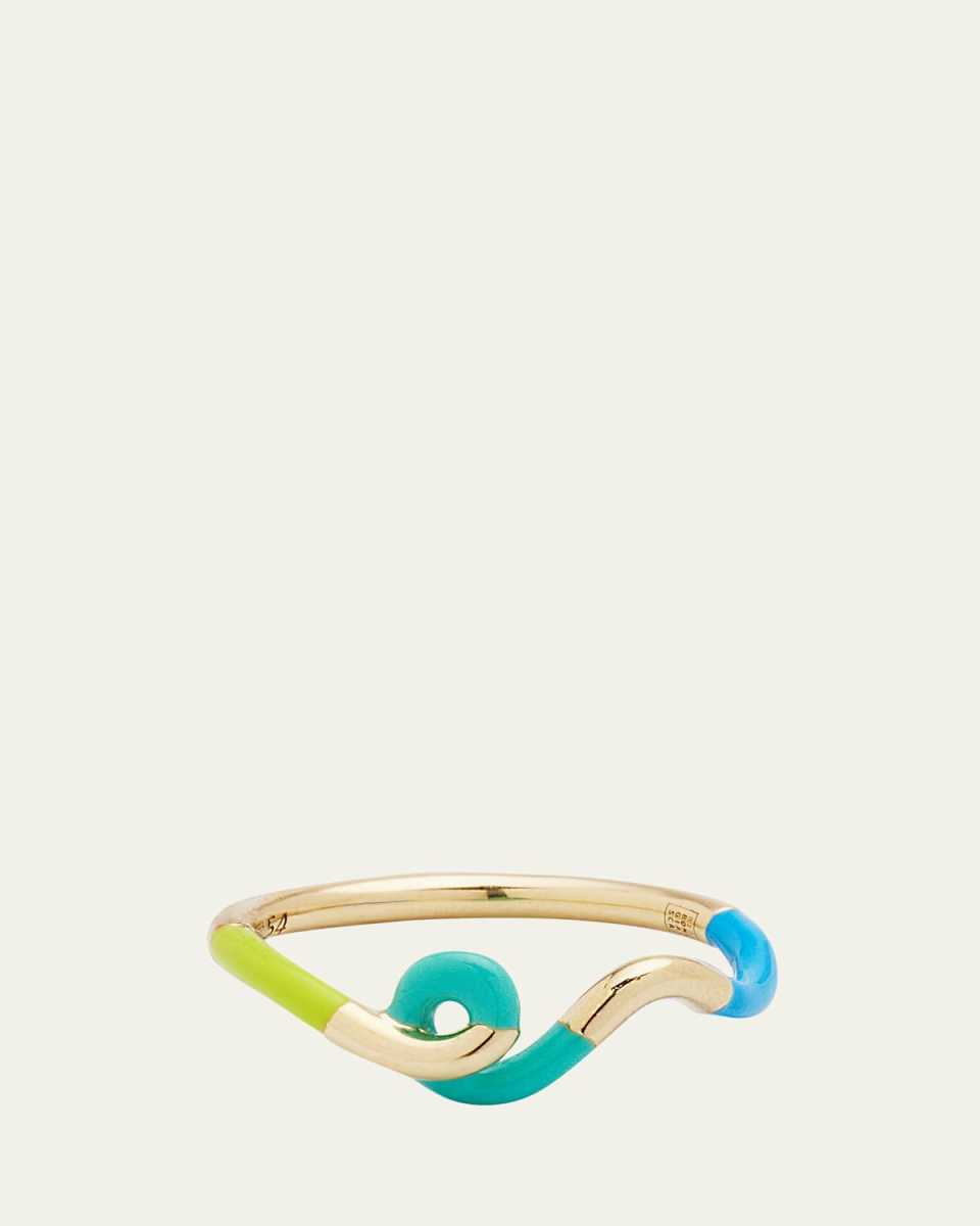 Wow Mini Snake Ring with Lime Green and Mint Enamel