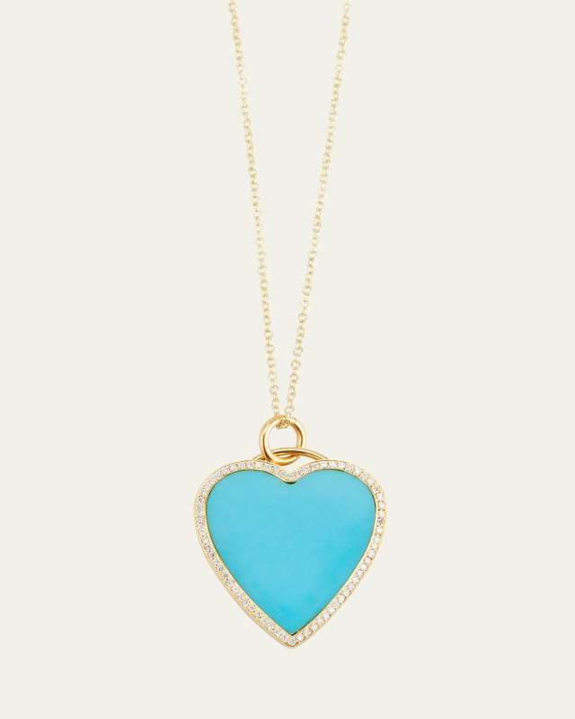 18k Inlay Heart Necklace with Diamonds