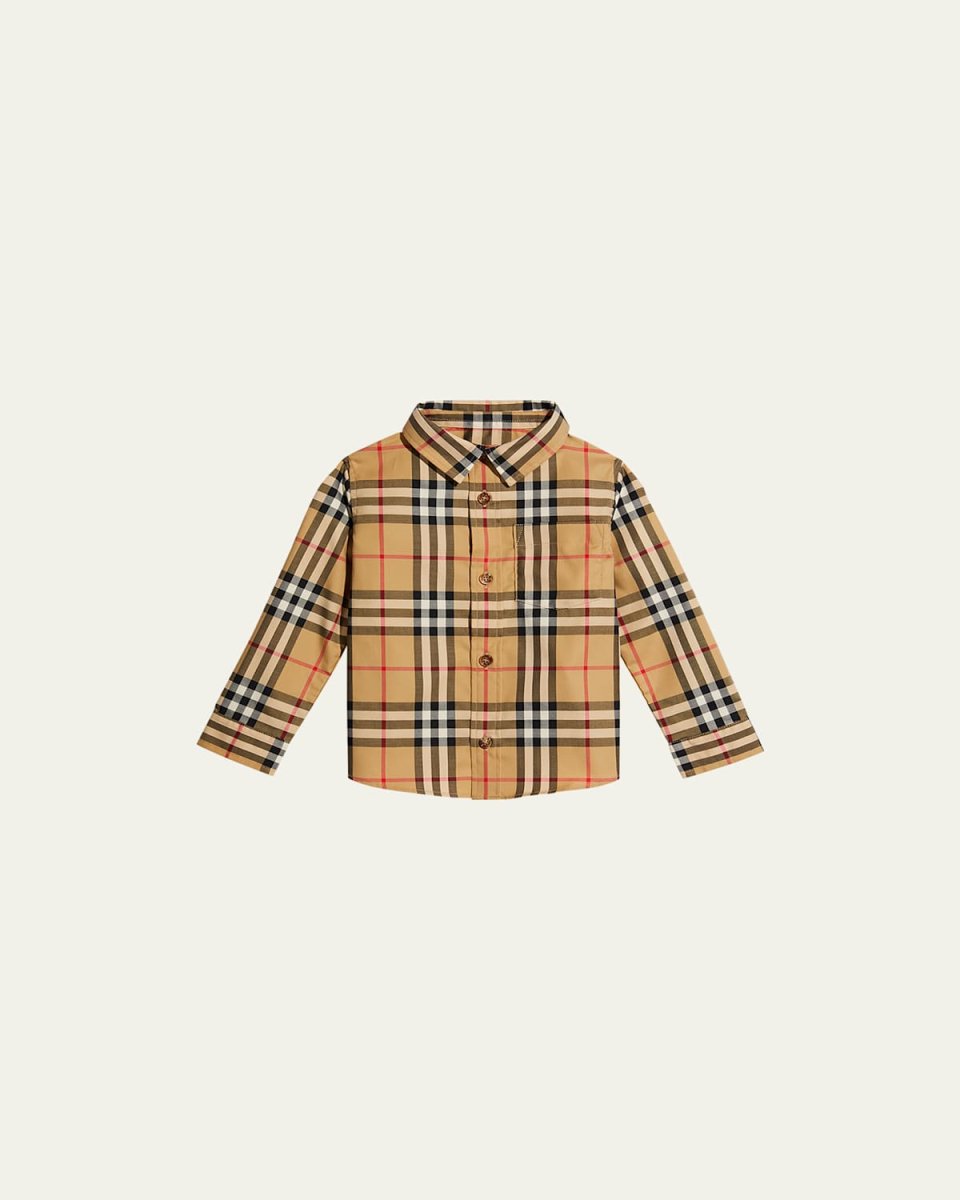 Boy's Owen Vintage Check Long-Sleeve Shirt, Size 6M-
