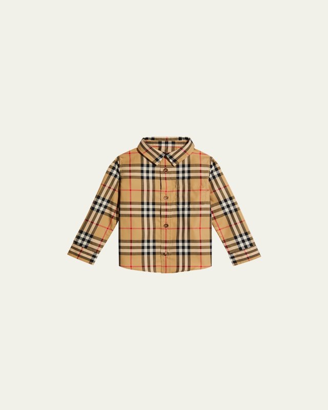 Boy's Owen Vintage Check Long-Sleeve Shirt, Size 6M-