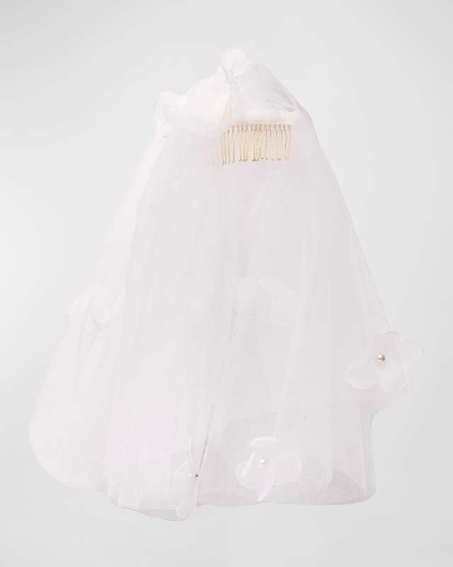 Pearly Poppy Floral Veil Comb
