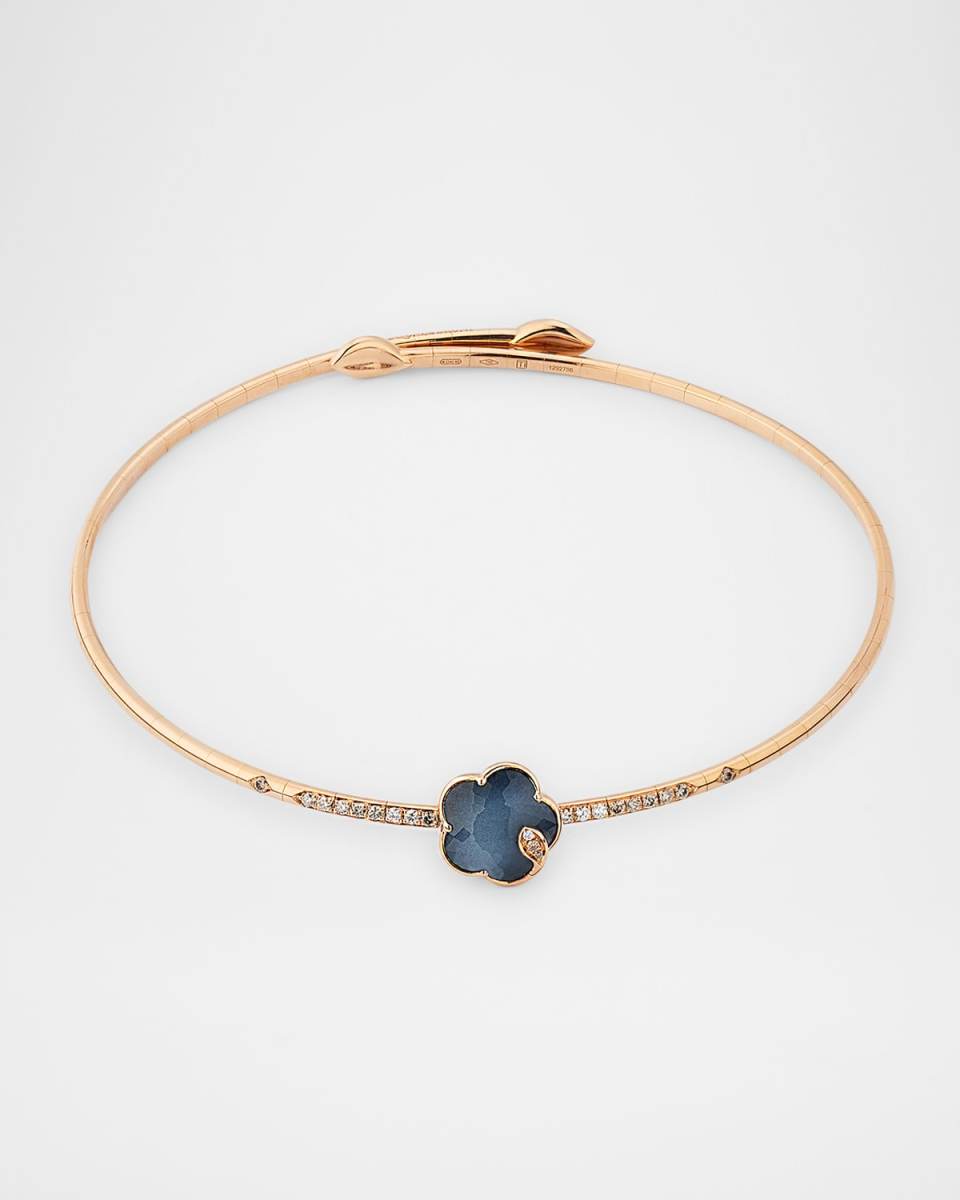 Ton Joli 18K Rose Gold Diamond and Moonstone-Onyx Choker Necklace