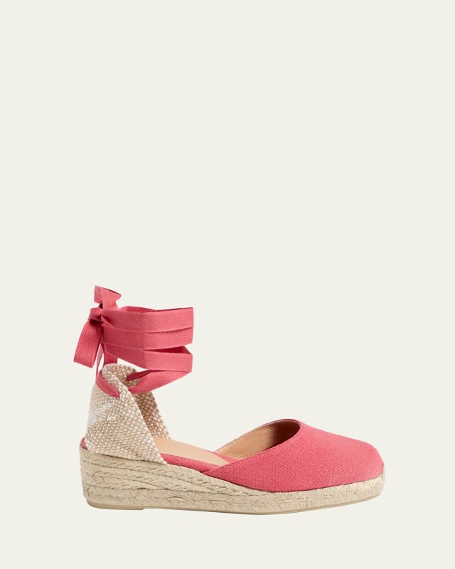 Carina Canvas Ankle-Wrap Wedge Espadrilles